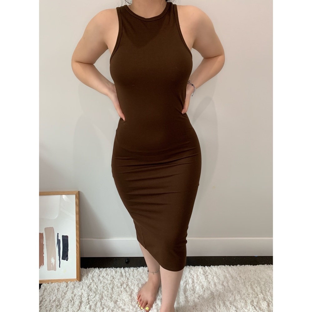 brown midi dress from forever 21